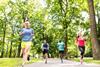 People running in a park
