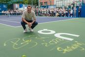 Federer left his autograph on a new tennis court in Shanghai, 2025