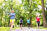 People running in a park