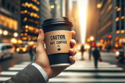 Caution hot coffee -symbol for product safety issues