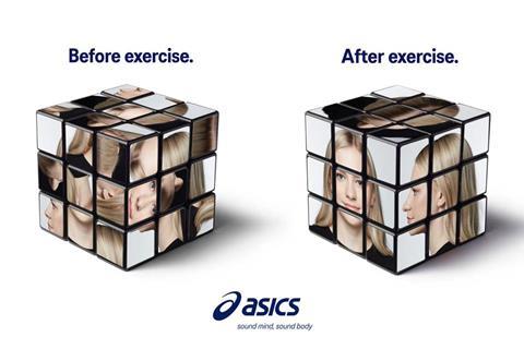 ASICS mental health campaign metaphorically using a rubiks cube to show how physical activity sorts the mind
