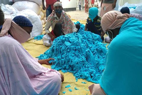 Sorting cutting scraps done in factories