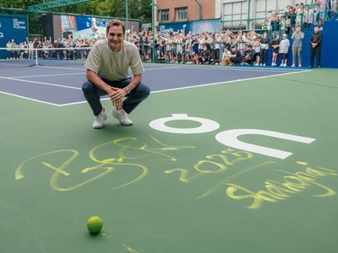 Federer left his autograph on the new tennis court.