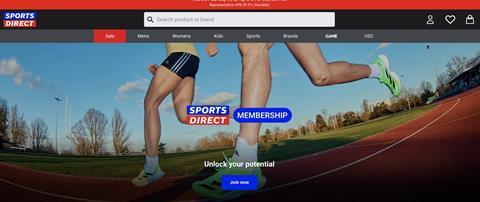 Screenshot membership landingpage Sports Direct